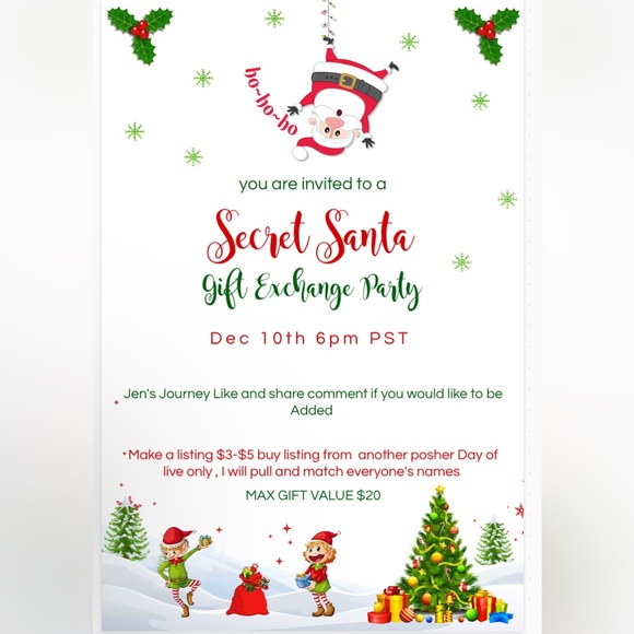 Sign 🪧 up Secret Santa Dec 10th join To participate in secret Santa 6-10pm PST - Picture 1 of 1